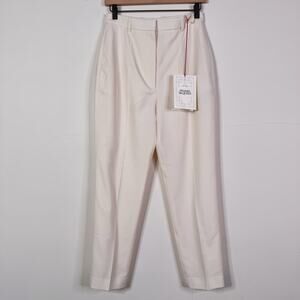 Alexander McQueen Ivory Wool Pleated Trousers Pants Size IT 42 Classic Tailored